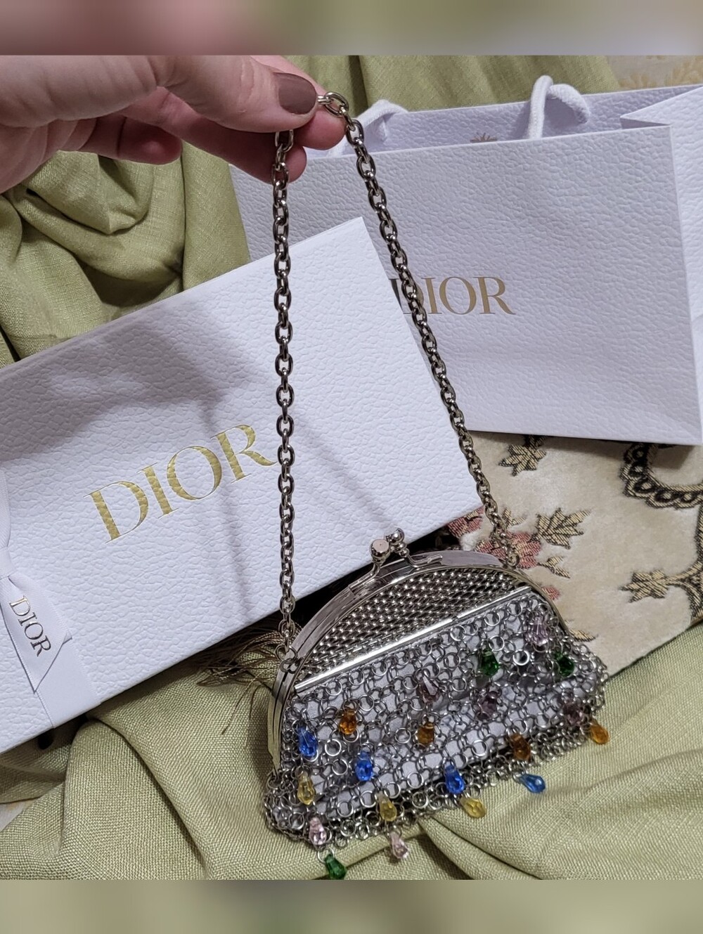 WHITING & DAVIS Minaudiere kisslock chainmail purse
